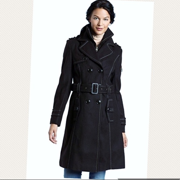 Miss Sixty Jackets & Blazers - Miss Sixty Knit Collar Wool Trench NWOT Layered